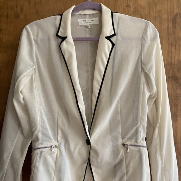 Rag & Bone Ivory Sheer Jacket M 8 Made New York EUC - Picture 1 of 5